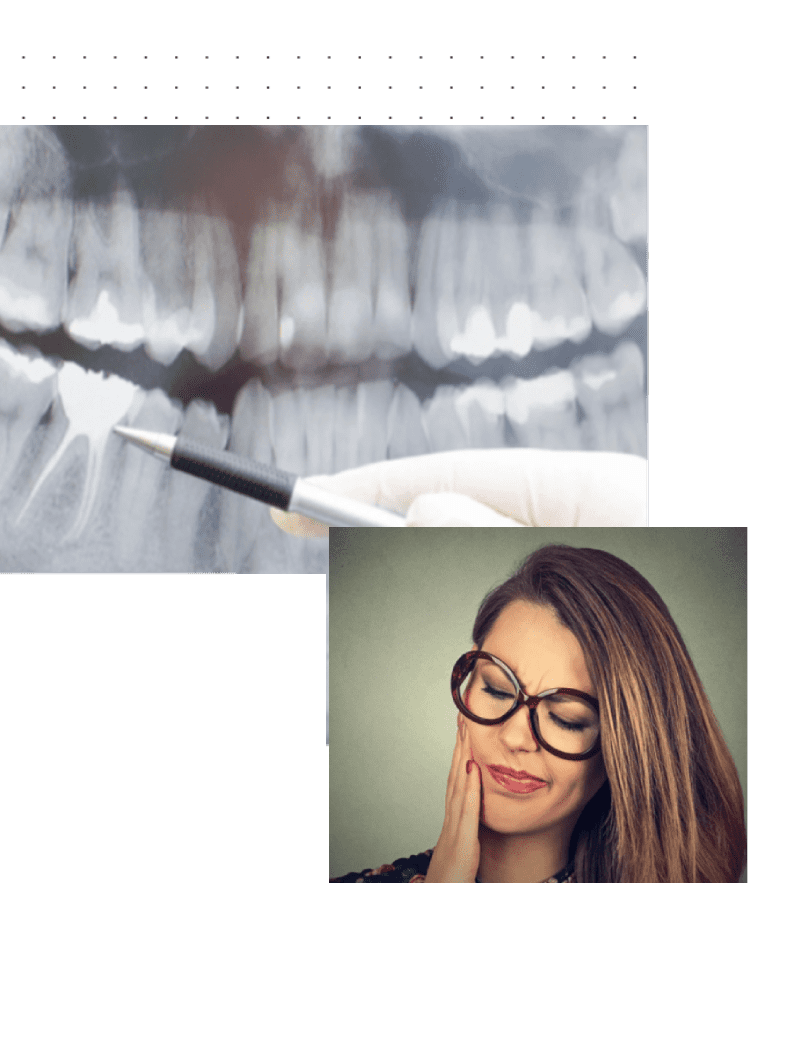 A woman with glasses and a toothbrush in front of her teeth.